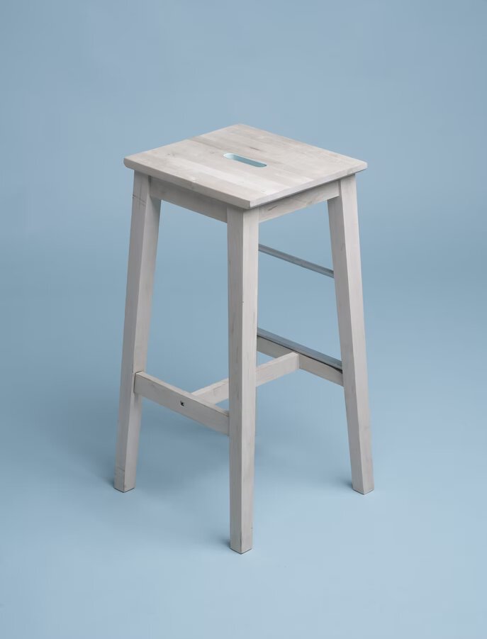 Wooden Utility Stool - weathered white